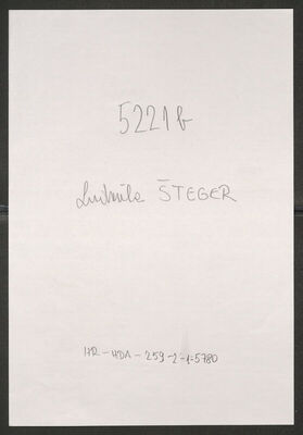 Šteger, Ludmila, 13.9.1922. Policijski karton