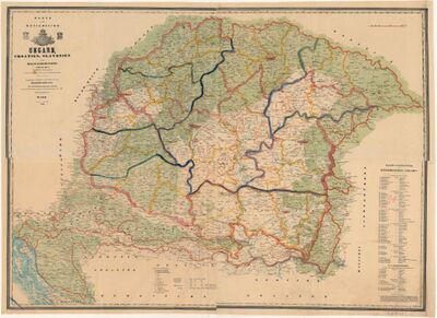 Karte der Königreiche Ungarn, Croatien, Slavonien und den Militairgrenzen