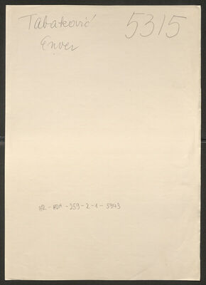 Tabaković, Enver, 23.6.1916. Policijski karton