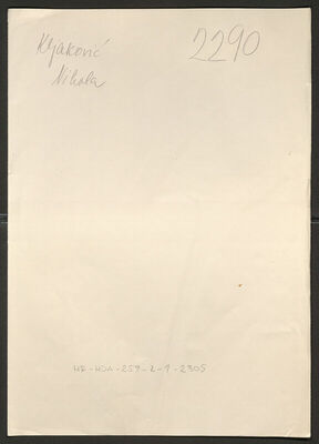 Kljaković, Nikola, 3.3.1923. Policijski karton