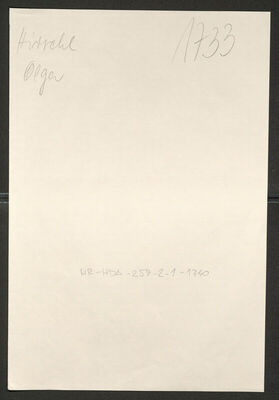 Hirschl, Olga, 13.12.1883. Policijski karton