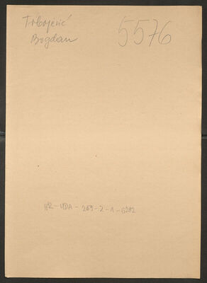 Trbojević, Bogdan, 3.5.1907. Policijski karton