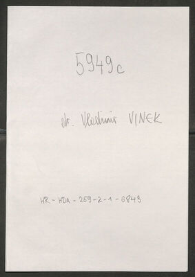 Vinek, Vladimir, 15.5.1901. Policijski karton