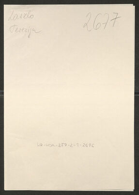 Laszlo, Terezija, 15.11.1915. Policijski karton