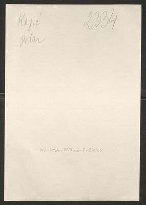 Kojić, Petar, 1915. Policijski karton