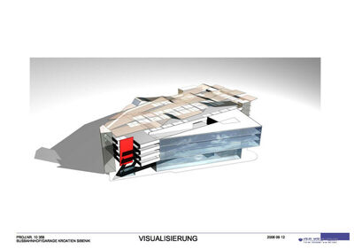 Autobusni kolodvor i garaža za osobne automobile, Obala Hrvatske mornarice - Draga, Šibenik