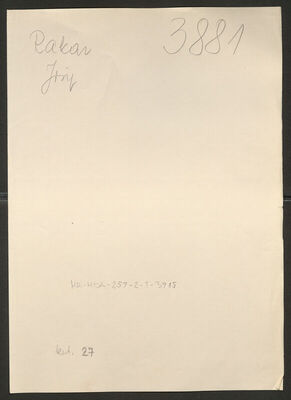 Rakar, Josip, 9.5.1915. Policijski karton