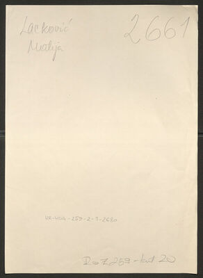 Lacković, Matija, 23.2.1908. Policijski karton