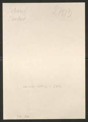 Lebović, Šaandor, 6.8.1904. Policijski karton