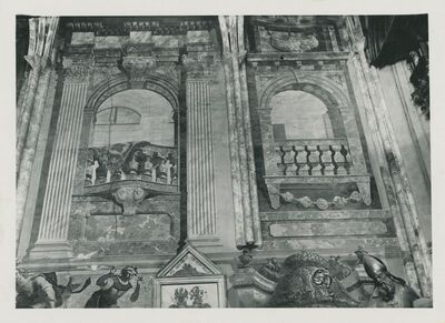 Lepoglava - Župna crkva, unutrašnjost: iluzionističke zidne slike u svetištu, detalj