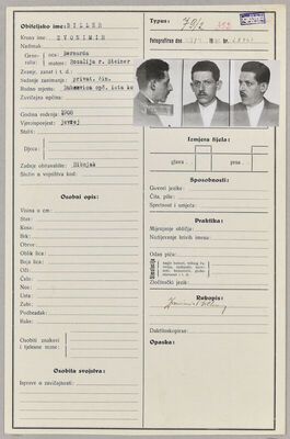 Biller, Zvonimir, 1908. Policijski karton