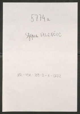 Valenčec, Stjepan, 31.1.1892. Policijski karton