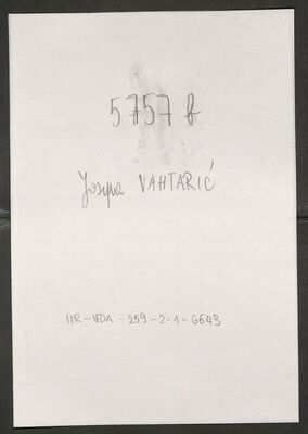 Vahtarić, Josipa, 23.5.1891. Policijski karton