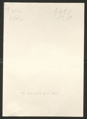 Fuchs, Hilda, 21.9.1908. Policijski karton