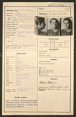 Selanec, Ivan, svibanj 1920. Policijski karton