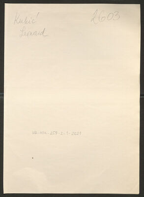 Kukić, Leonard, 23.3.1909. Policijski karton