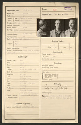 Podrug, Nikola, 28.12.1912. Policijski karton