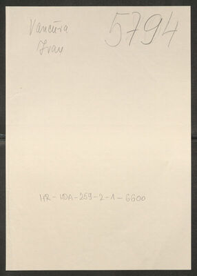 Vančura, Ivan, 8.2.1905. Policijski karton