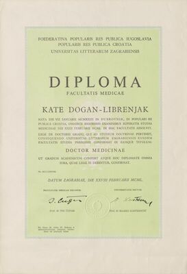 Diploma Facultatis medicae Kate Dogan-Librenjak