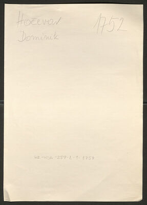 Hočevar, Dominik, 4.8.1909. Policijski karton