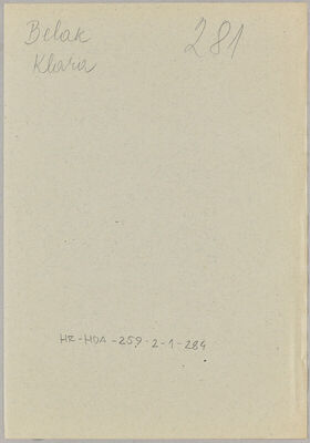 Belak, Klara, 26.7.1918. Policijski karton