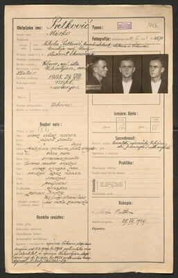 Pretković, Mirko, 24.8.1908. Policijski karton