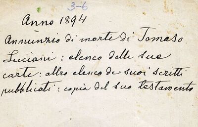 Annunzio mortuario di T. Luciani = Osmrtnica Tomasa Lucianija, Venezia, 10.03.1894.;