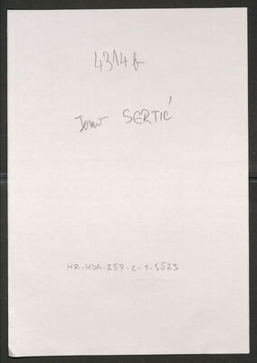 Sertić, Tomo, 1.11.1904. Policijski karton