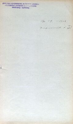 Zapisnik prve sjednice Odbora za inventarizaciju stolne crkve zagrebačke i zapisnik sjednice Zemaljskog povjerenstva