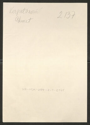 Kapetanović, Ahmet, 9.1.1909. Policijski karton