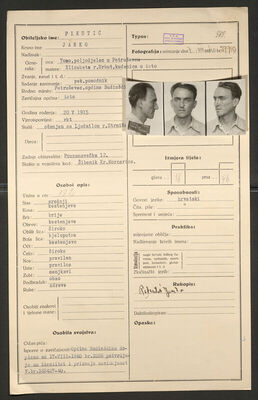 Pikutić, Janko, 20.5.1915. Policijski karton