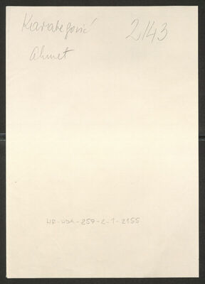 Karabegović, Ahmet, 1910. Policijski karton