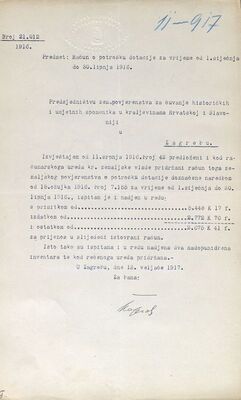 Račun o potrošnji dotacije za vrijeme od 1. siječnja do 30. lipnja 1916. godine