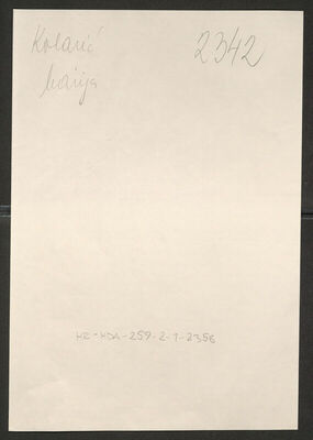 Kolarić, Marija, 21.2.1906. Policijski karton