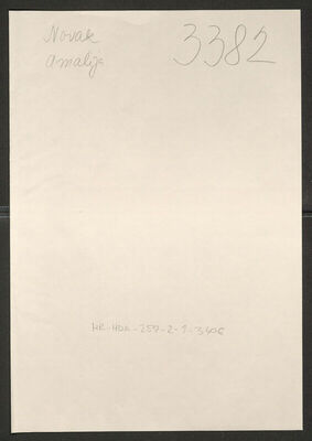 Novak, Amalija, 7.7.1909. Policijski karton