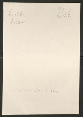 Korak, Adam, 1889. Policijski karton