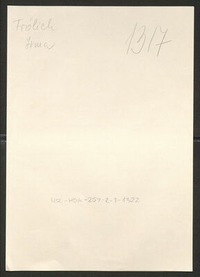 Frölich, Irma, 1885. Policijski karton