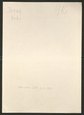 Dečak, Vinko, 30.6.1896. Policijski karton