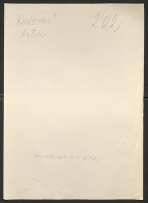 Kosorčić, Antun, 2.6.1920. Policijski karton