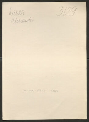 Mikloš, Aleksander, 8.1.1909. Policijski karton