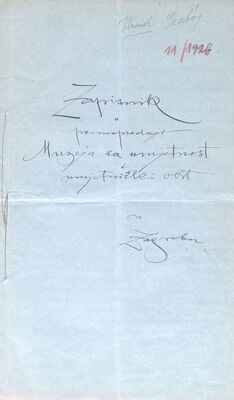 Zapisnik o primopredaji Muzeja za umjetnost i obrt i Moderne galerije