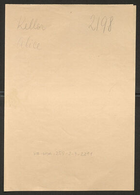 Keller, Alice, 4.10.1890. Policijski karton