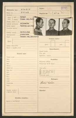 Stakić, Dušan, 28.8.1904. Policijski karton