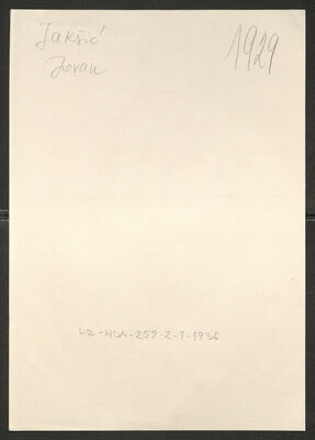 Jakšić, Jovan, 1891. Policijski karton