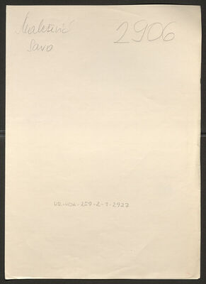 Malešević, Savo, 25.1.1888. Policijski karton