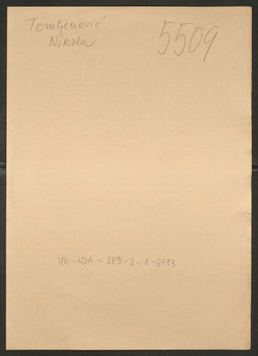 Tomljenović, Nikola, 11.12.1907. Policijski karton