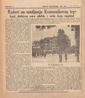 Radovi na uredjenju Kvaternikova trga koji dobiva nov oblik i vrlo liep izgled