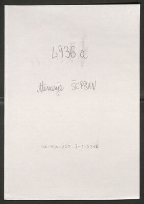 Šerban, Atanasije, 8.12.1899. Policijski karton