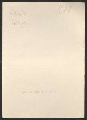 Hanin, Franjo, 25.10.1882. Policijski karton