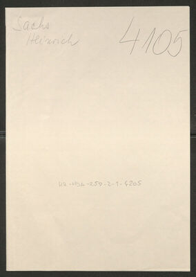 Sachs, Heinrich, 3.7.1892. Policijski karton